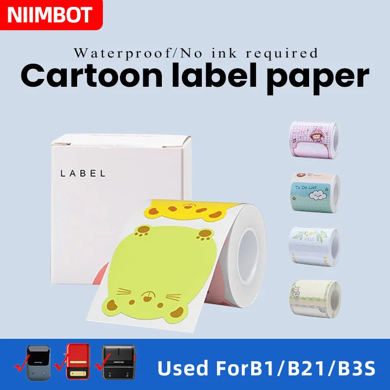 NIIMBOT dessin animé animal mini imprimante portable intelligente couleur étiquette thermique autocollant étanche et résistant à l'huile B21 B3S B1 B203 pr