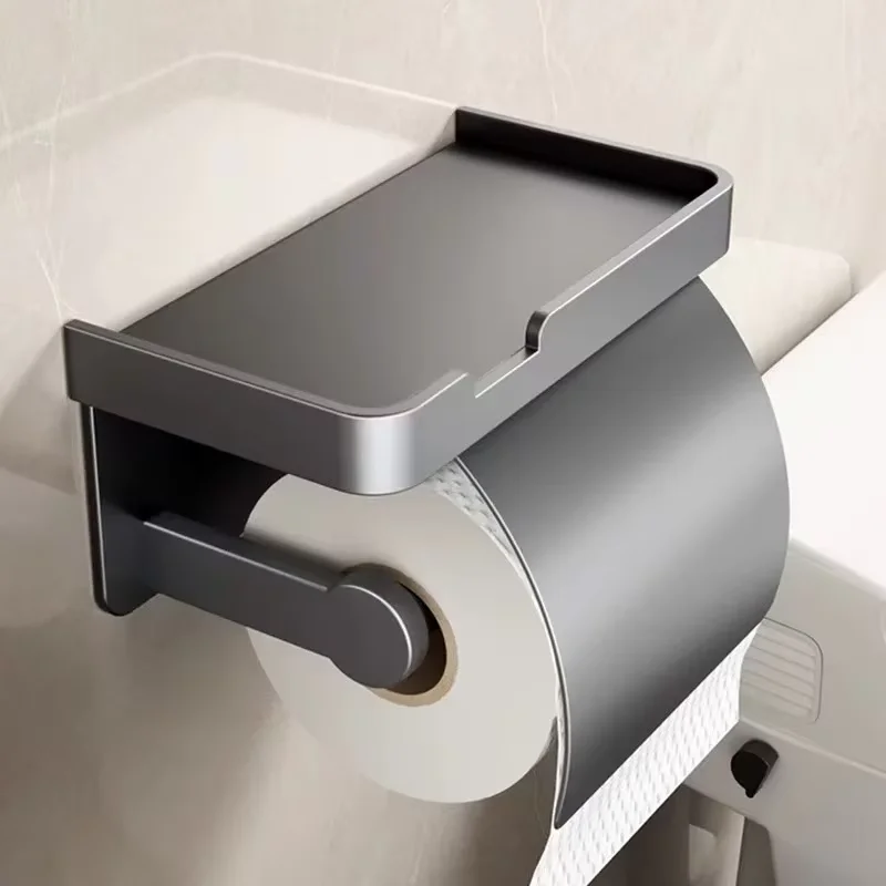

Toilet Paper Holder Tissue Hanger Wall-Mounted Paper Roll Rack Toilet Paper Holder Storage Phone Stand Tray Bathroom Accessories