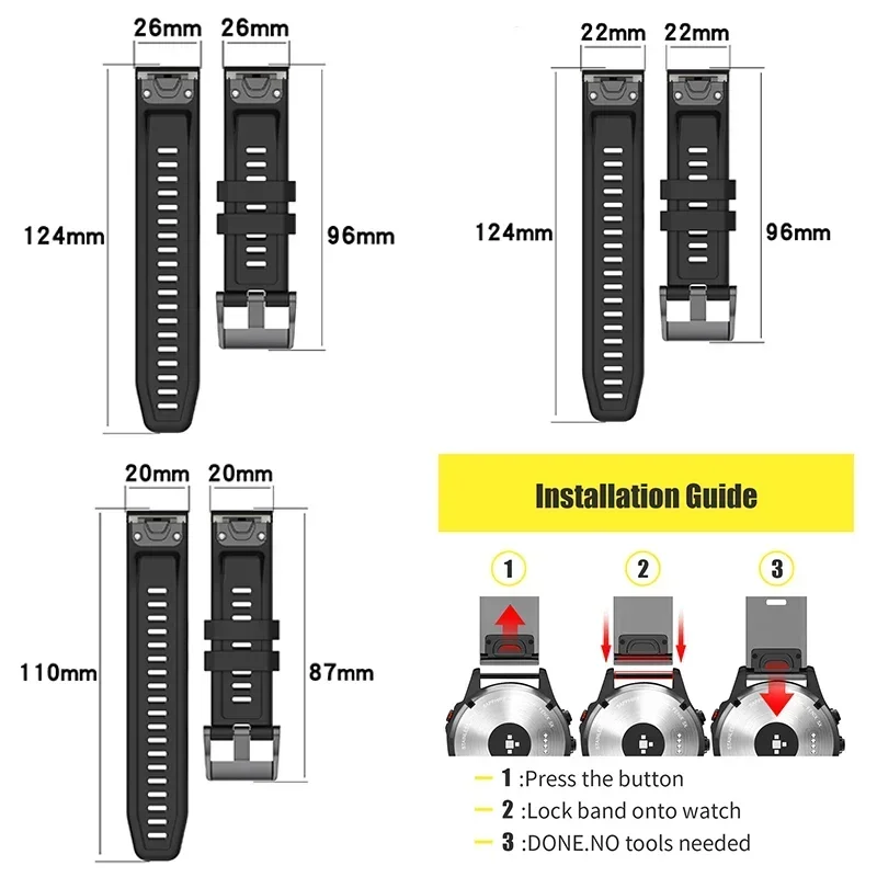 26 22 20mm Silicone Watch Band Straps For Garmin Fenix 6X 6 6S Pro 7X 7 Easyfit Wristband Fenix 5 5X 5S Plus Smartwatch Bracelet