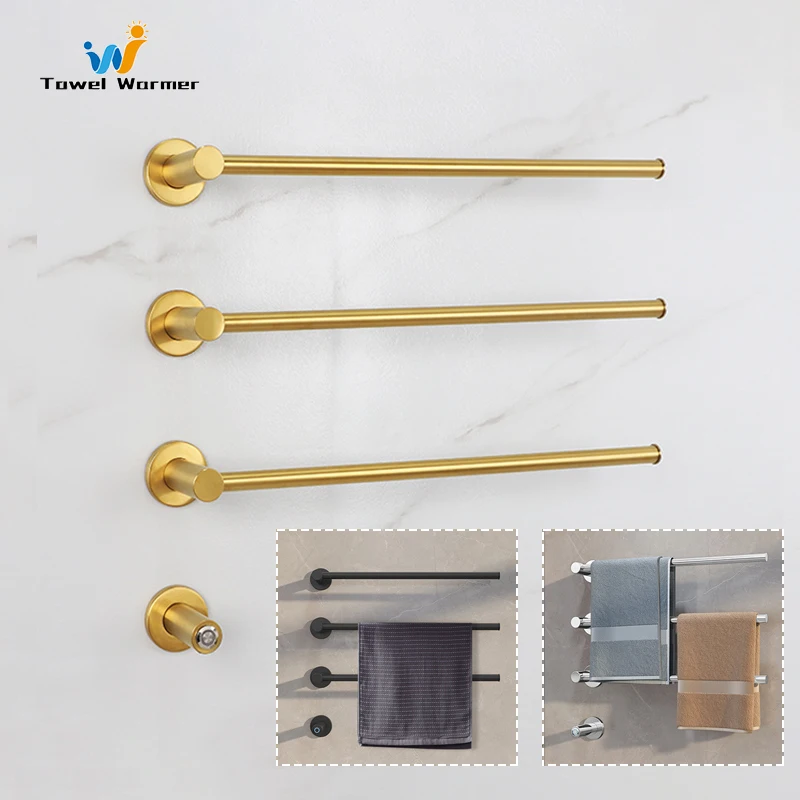 Banyo Gizli Kurulum Isıtmalı Havlu Demiri Fırçalanmış Altın Akıllı Termostatik Havlu Isıtıcı Paslanmaz Çelik Elektrikli Havlu Askısı