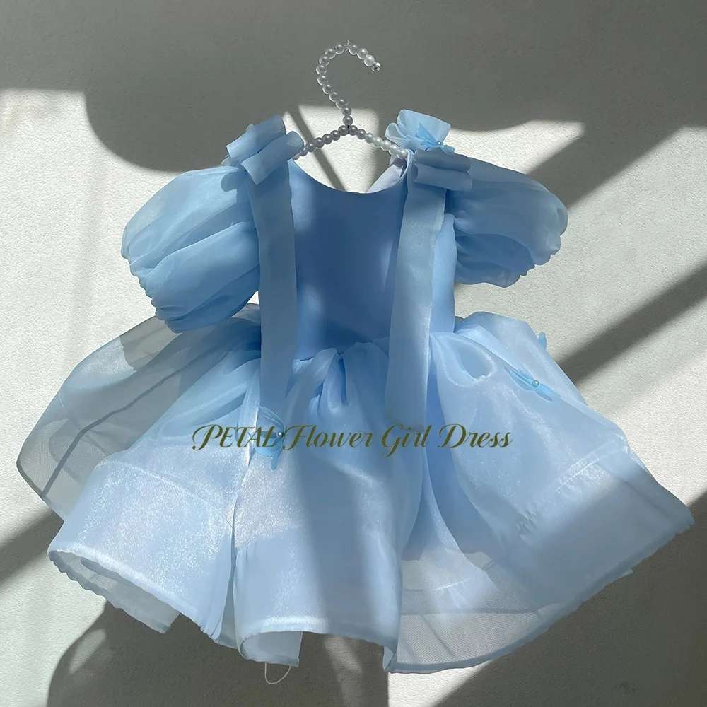 

Petal O Neck Flower Girl Dress Fluffy Princess Girls Dress with Bow Straps Elegant Kids Ball Gowns for Birthday Customized