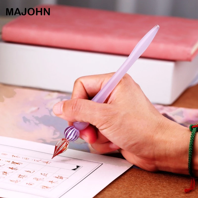 

Majohn Glass Dip Pen Set with Ink Cup Heart Pen Rest for Calligraphy Journaling Drawing Office School Supplies Stationery