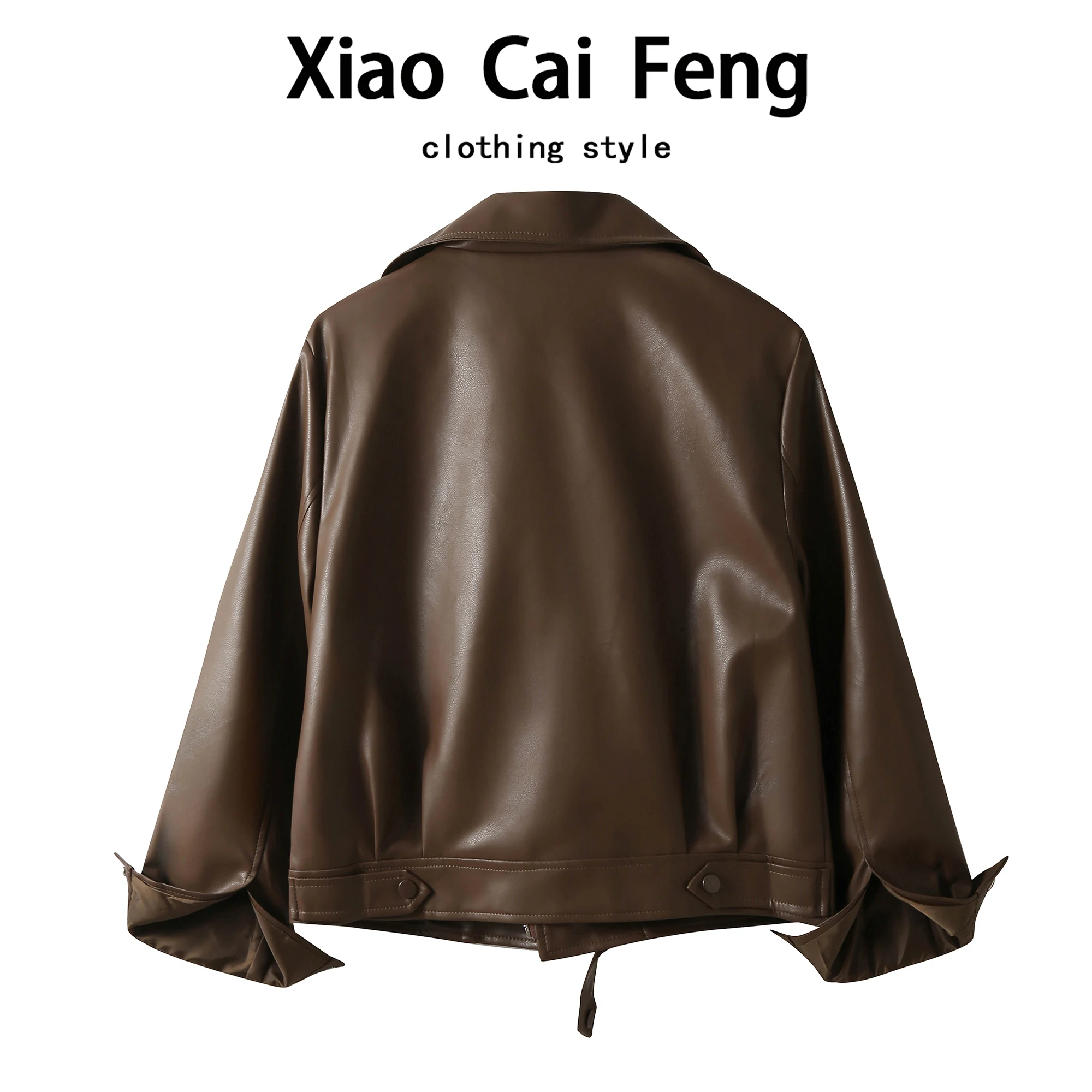 Outono couro do plutônio motociclista jaet feminino cor café terno colarinho versátil longo sve casaco dreng no vento foi