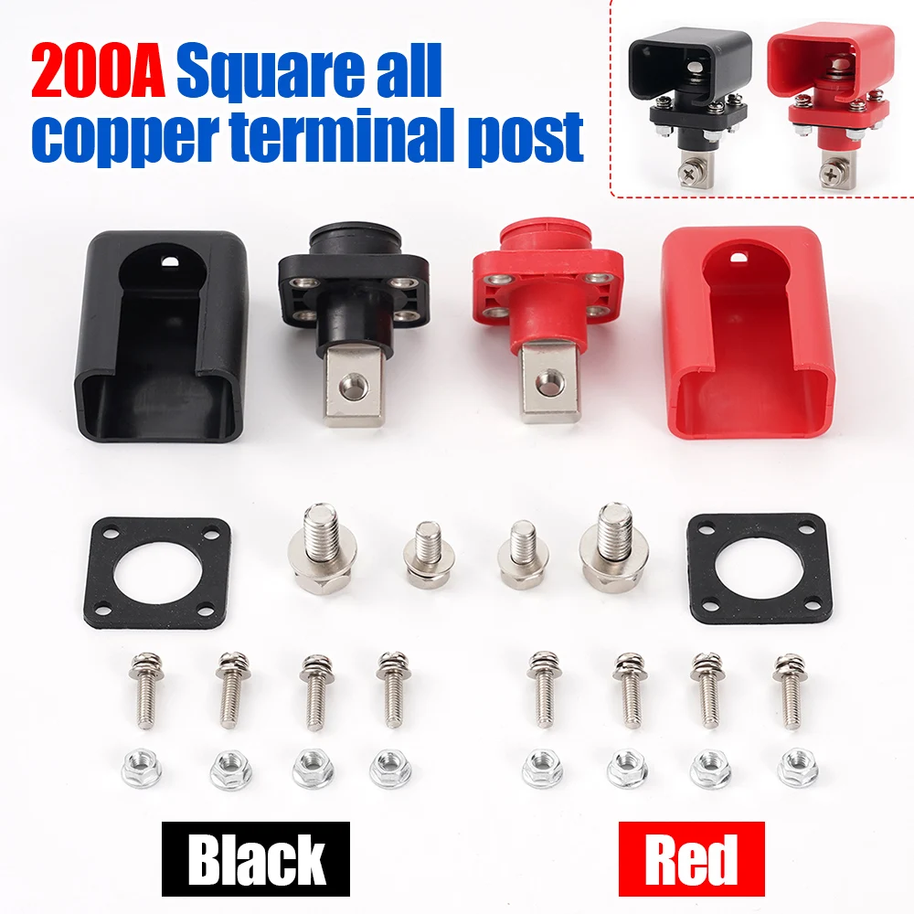 

1/2Set 200A All Copper Lithium Battery Terminal Block High Current Energy Inverter Plug Mounted Type Storage Connector