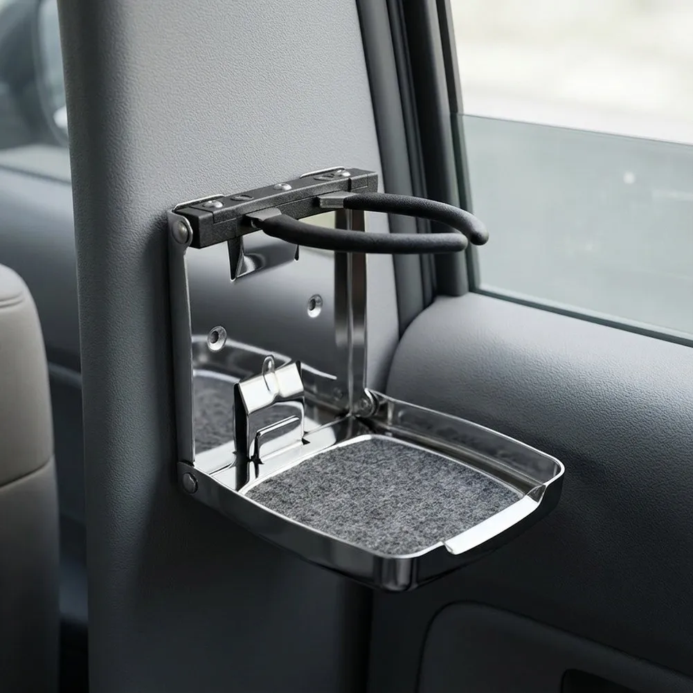 Marine Rated Folding Cup Holder for Boats for rvs Trucks with 304 Stainless Steel Construction and Secure Adjustable Grip System