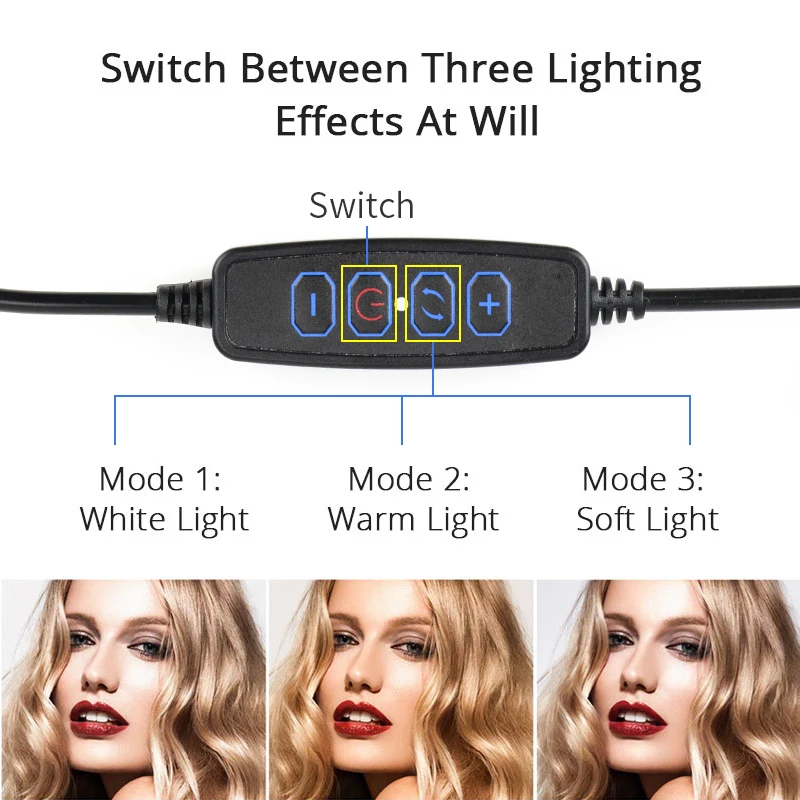 Phone Holder Flexible Dimmable Make Up Lamp Desk Table Lamp Photo Studio LED Selfie Ring USB Light Clip For TikTok Youtube