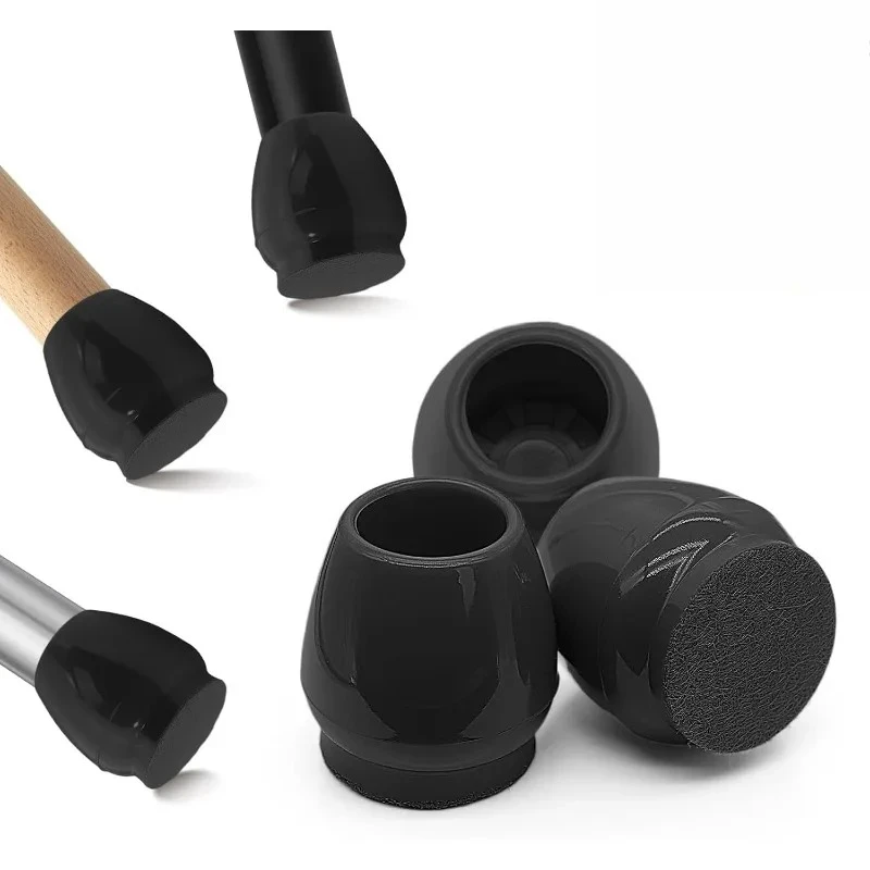 Mit verstärkter Basis, rutschfest, kratzfest, schwarz, 24/48 Stück, Stuhlbein-Bodenschoner, klein, rund, Durchmesser 15–20 mm, dicke Filzauflagen