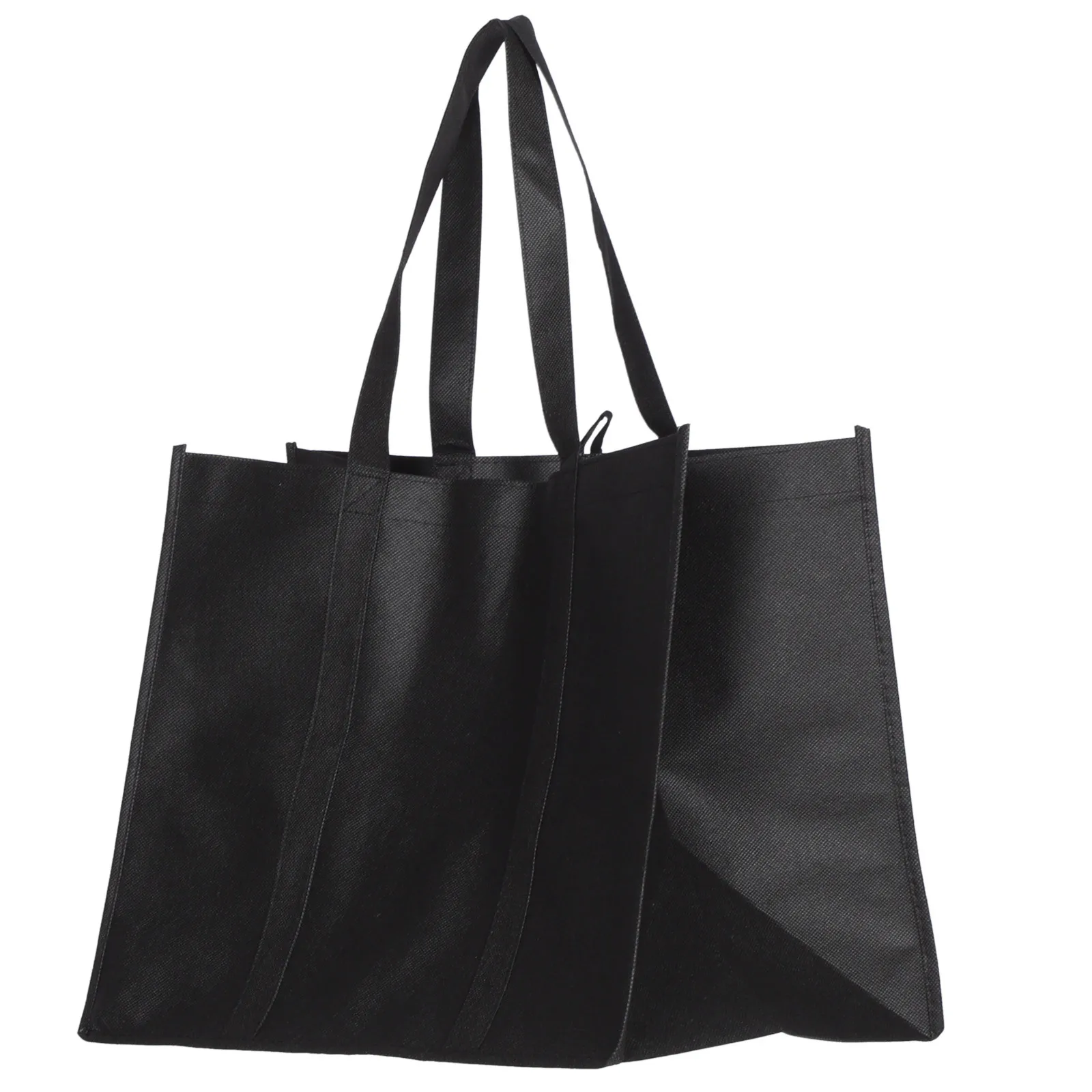 5pcs Black Grocery Shopping Bags Reusable 41x26x33cm Large Picnic Bag Capacity Picnic Camping Portable Storage