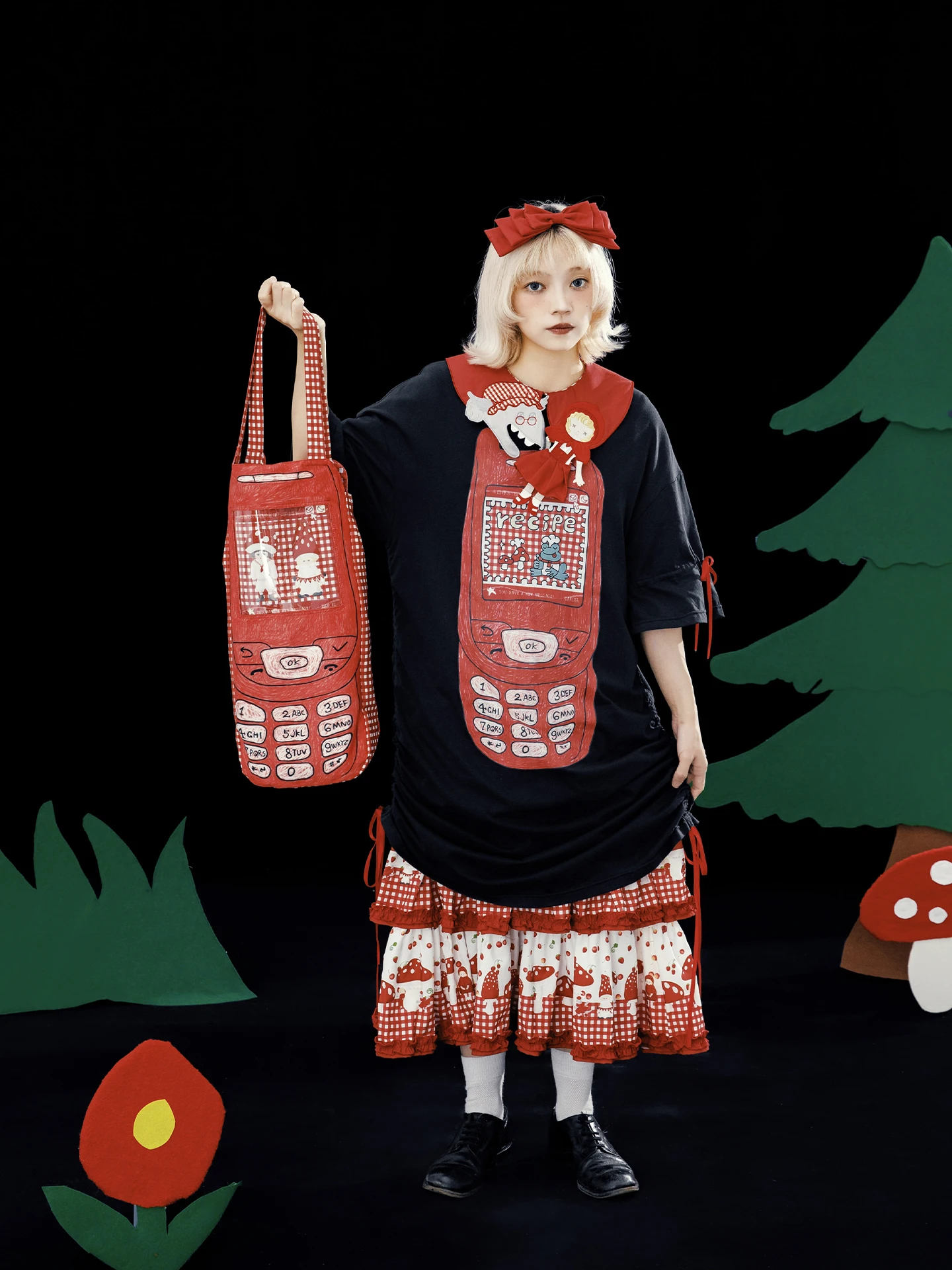 

Meugler Large Size T-irt Dr with Dstring Mobile Phone Original Pattern Casual Loose Fit Cotton Mid-Length Dr