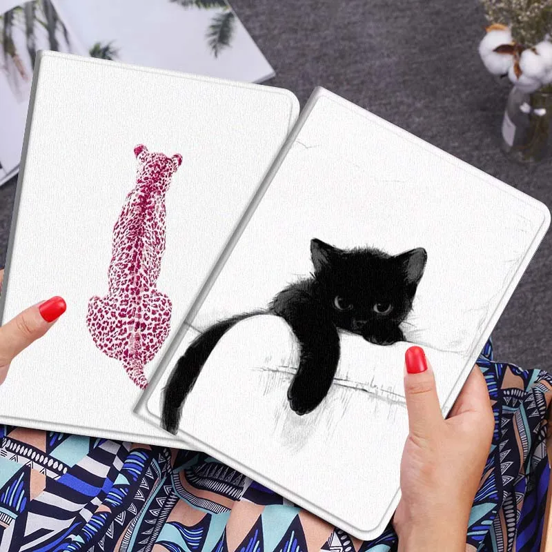 

Black Kitten Sofa Art Tablet Case For Lenovo Xiaoxin Legion Pad Tab Pro GT Y700 Gen4 2 11 P11 M10 K10 3rd Plus Gen Gift