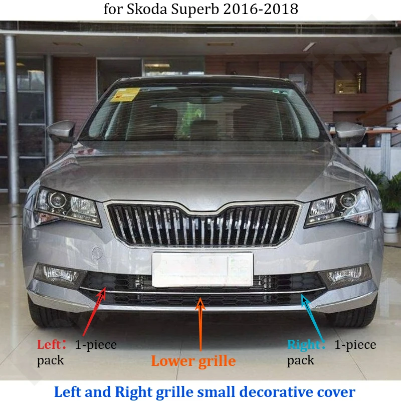 

for Skoda Superb 2016-2018 Bottom grille/left and right small decorative covers/front grille/exterior decorative accessories