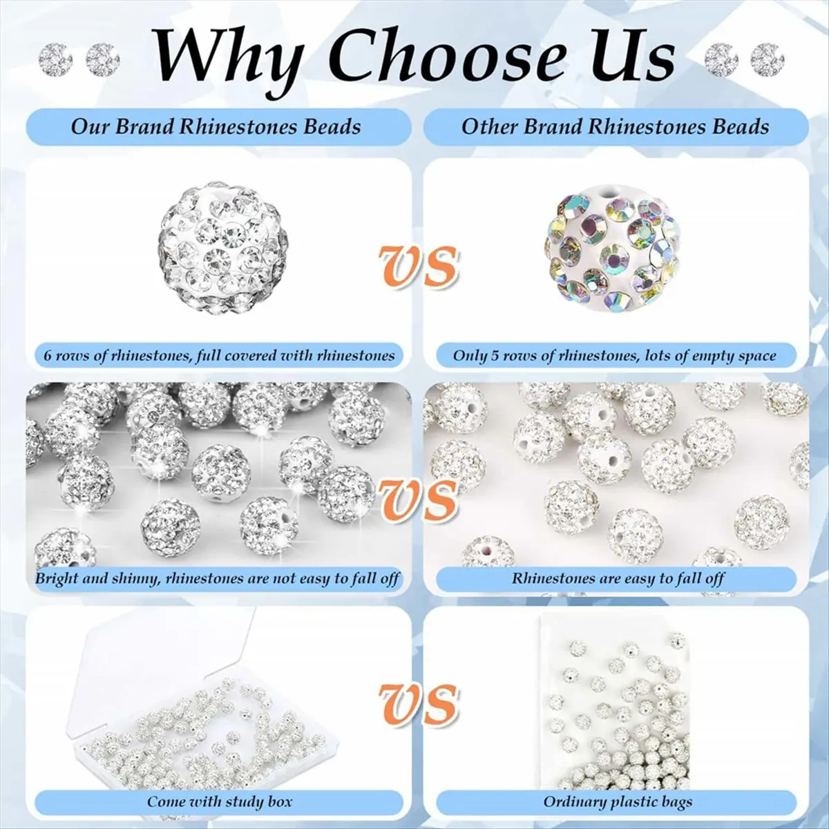 【TODAY-BUY】150 Pcs 10mm Rhinestone Beads for Jewelry Making, Sparkle Clay Rhinestone Beads for Bracelet Necklace Earring Making