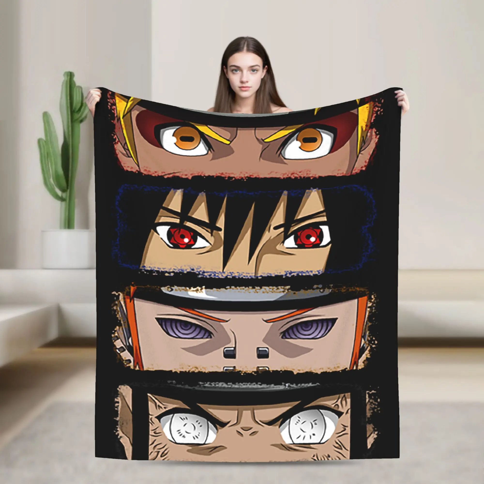 Ninja Eyes Blankets Coral Fleece Plush Summer Akatsuki Pein Japan Anime Multi-function Thin Throw Blanket for Sofa Bedroom Quilt