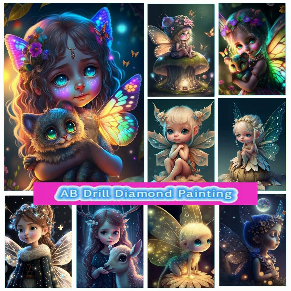 

Beautiful Elf 5d AB Drill Diamond Painting New 2023 Cartoon Pretty Cute Fantastic Girl Art Mosaic Cross Stitch Home Decor Gifts