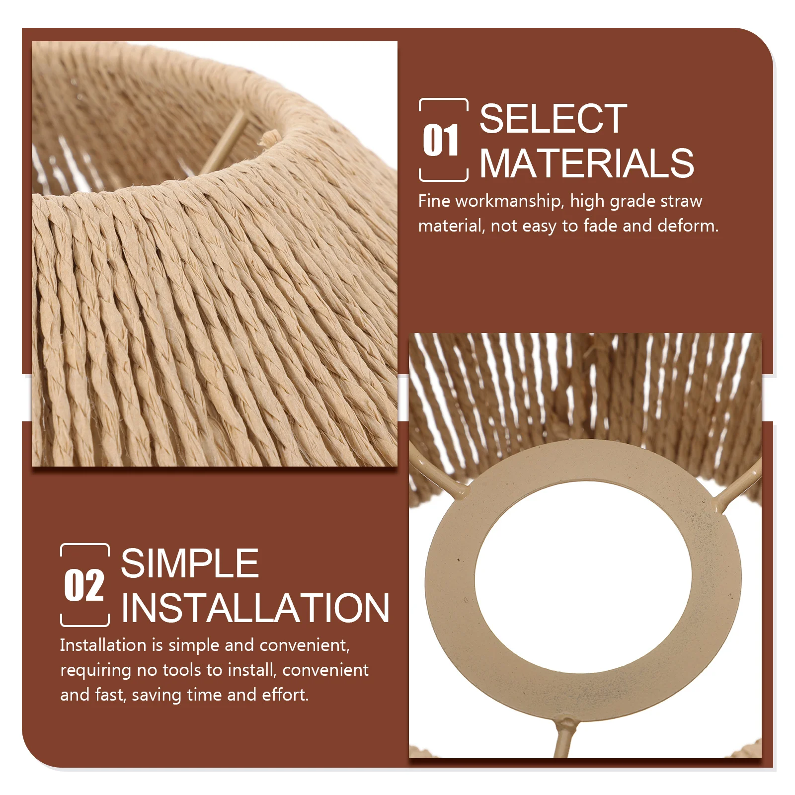 

Vintage Lampshade Woven Paper Rattan Style Small Shades for Ceiling Light Living Room Restaurant Retro Lighting Supply