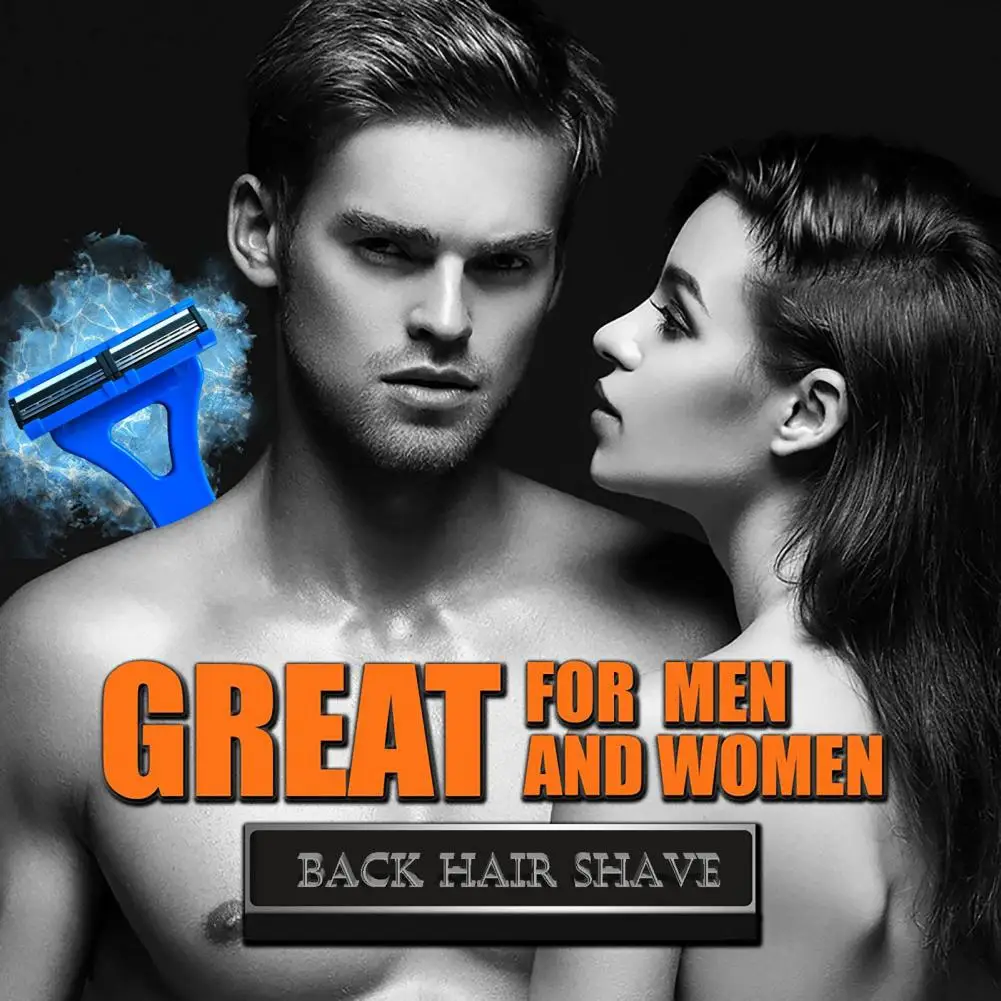 

Back Shaver with 2 Heads Back Hair Removal Tool Ergonomic Men's Back Hair Trimmer with Long Handle Dual Heads for Wet Dry Use