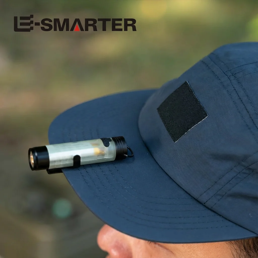 Mini-Taschenlampe für den Außenbereich, LED, USB-aufladbar, mit Schlüsselanhänger-Clip, Kappenlicht, lange Akkulaufzeit, für Notfälle, Wandern, Camping – Detail 8