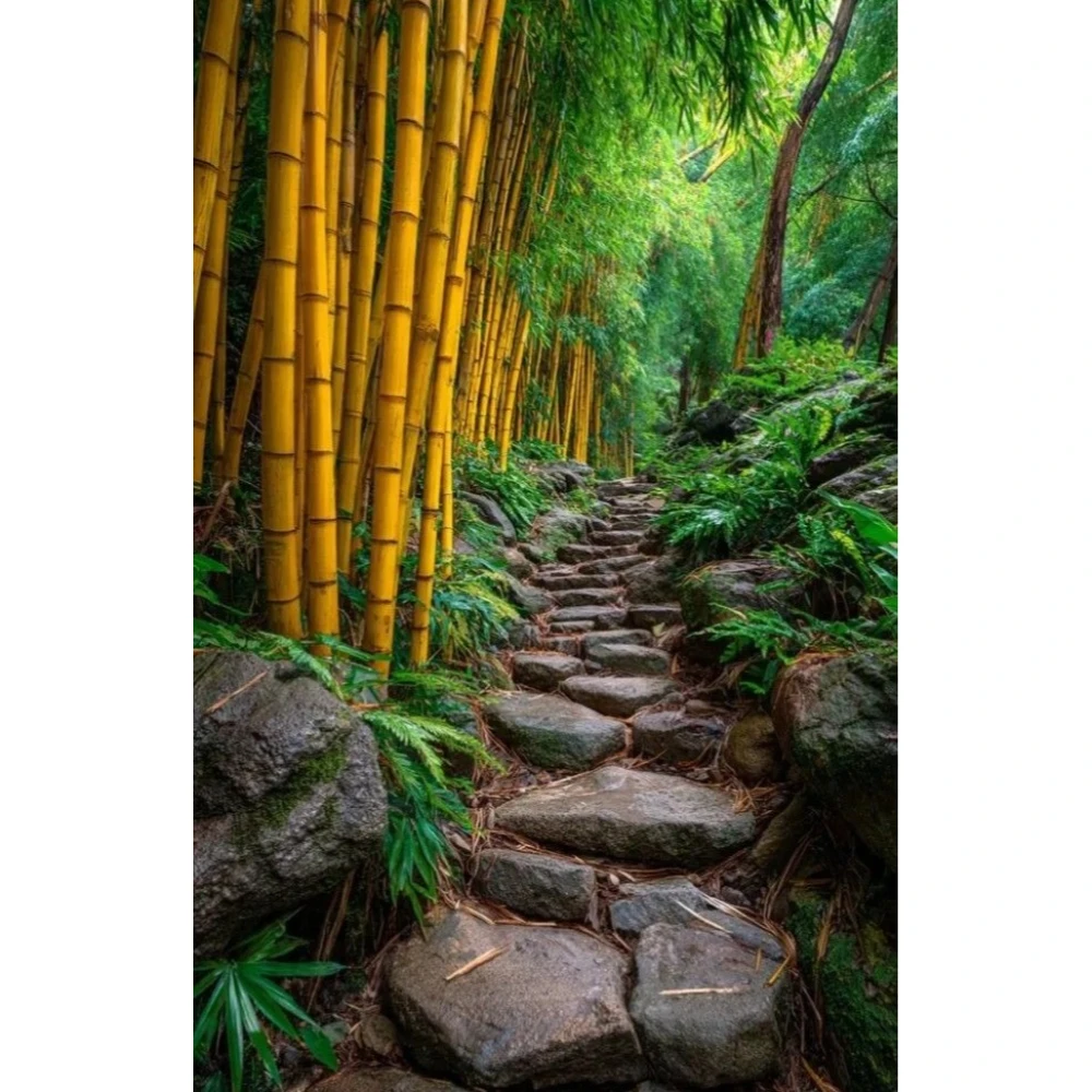 

500/1000/1200/2000 PCS Jigsaw Puzzles Scenery Bamboo Forest Stone Path Family Activity Games for Gameroom Bedroom Home Decor