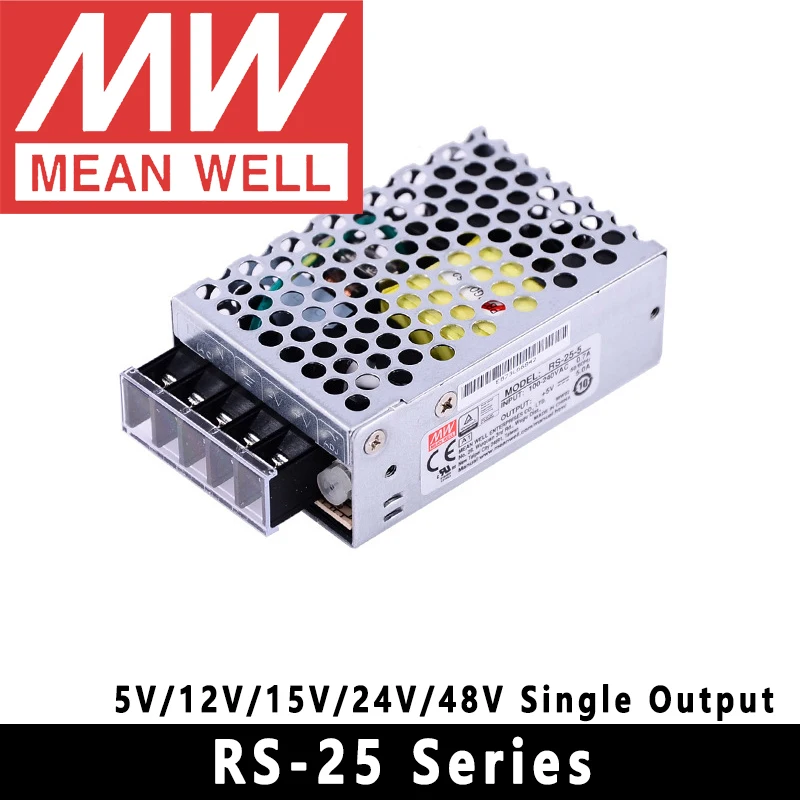 Original Mean Well RS-15/25/35/50 Series Meanwell 3.3V 5V 12V 15V 24V 48V Single Output Switching Power Supply