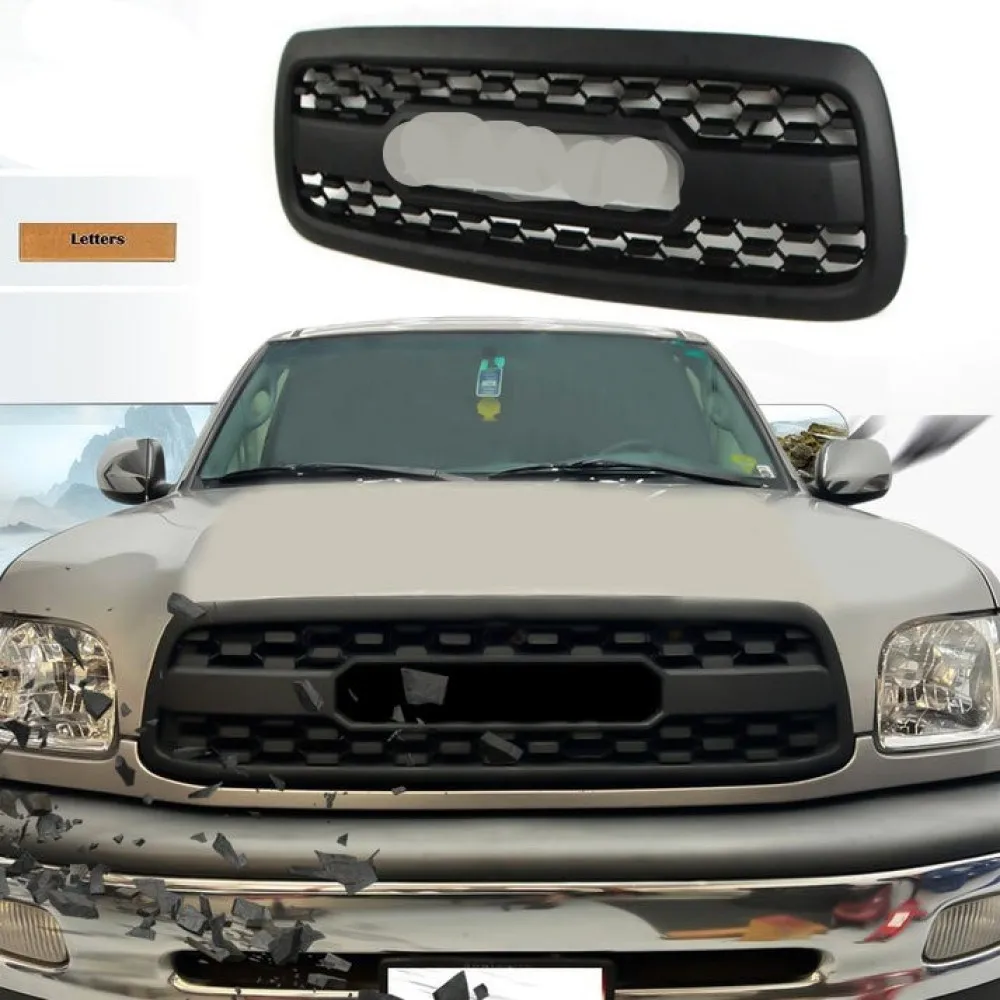 Front Gril for 1st Gen 2000 2001 2002 Toyota Tundra TRD Pro Grill with Letters Matte Black Accessories