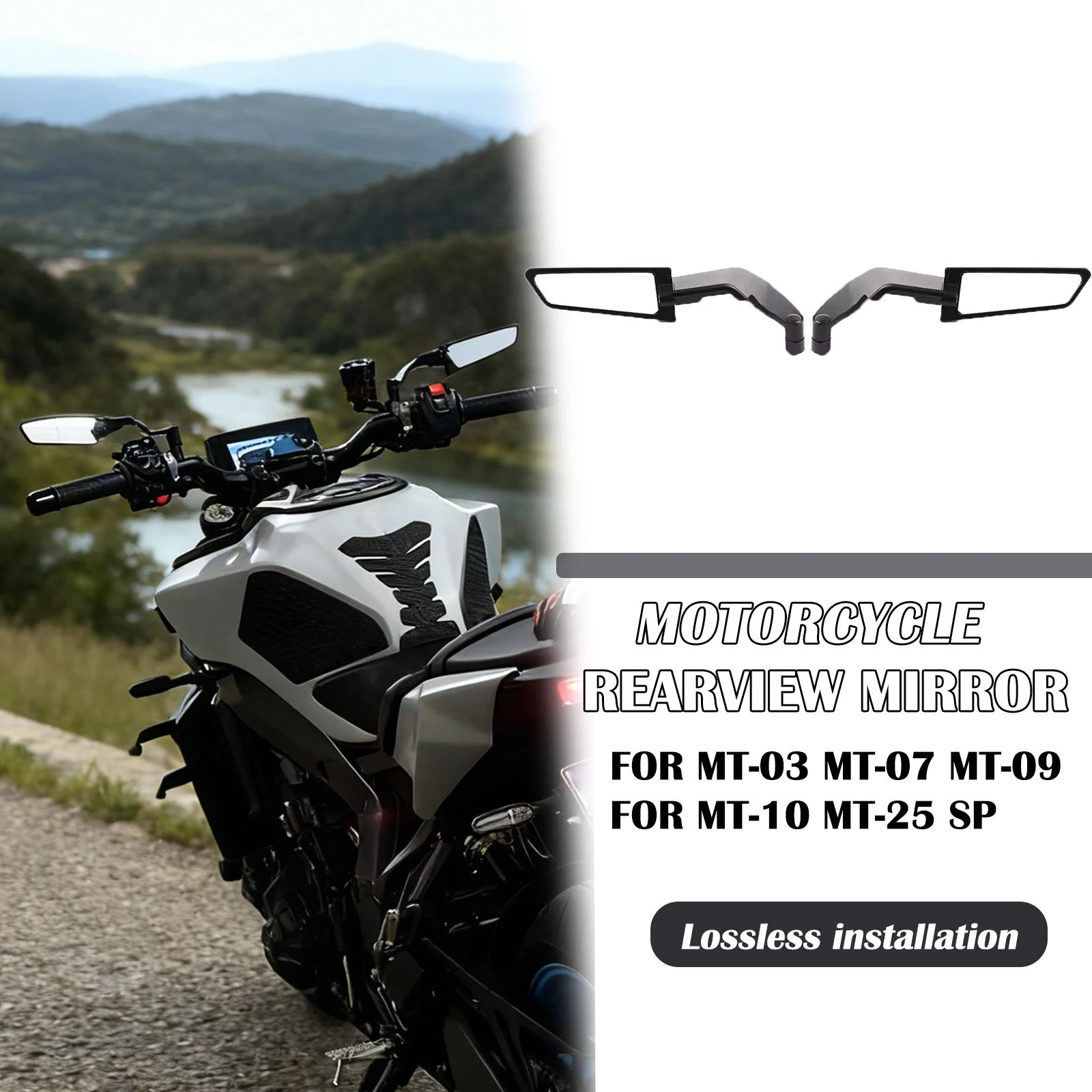 

Зеркала для мотоцикла Stealth Winglets, комплекты зеркал, регулируемое зеркало для мотоцикла для Yamaha MT 03 MT 07 MT 10 MT 25 SP