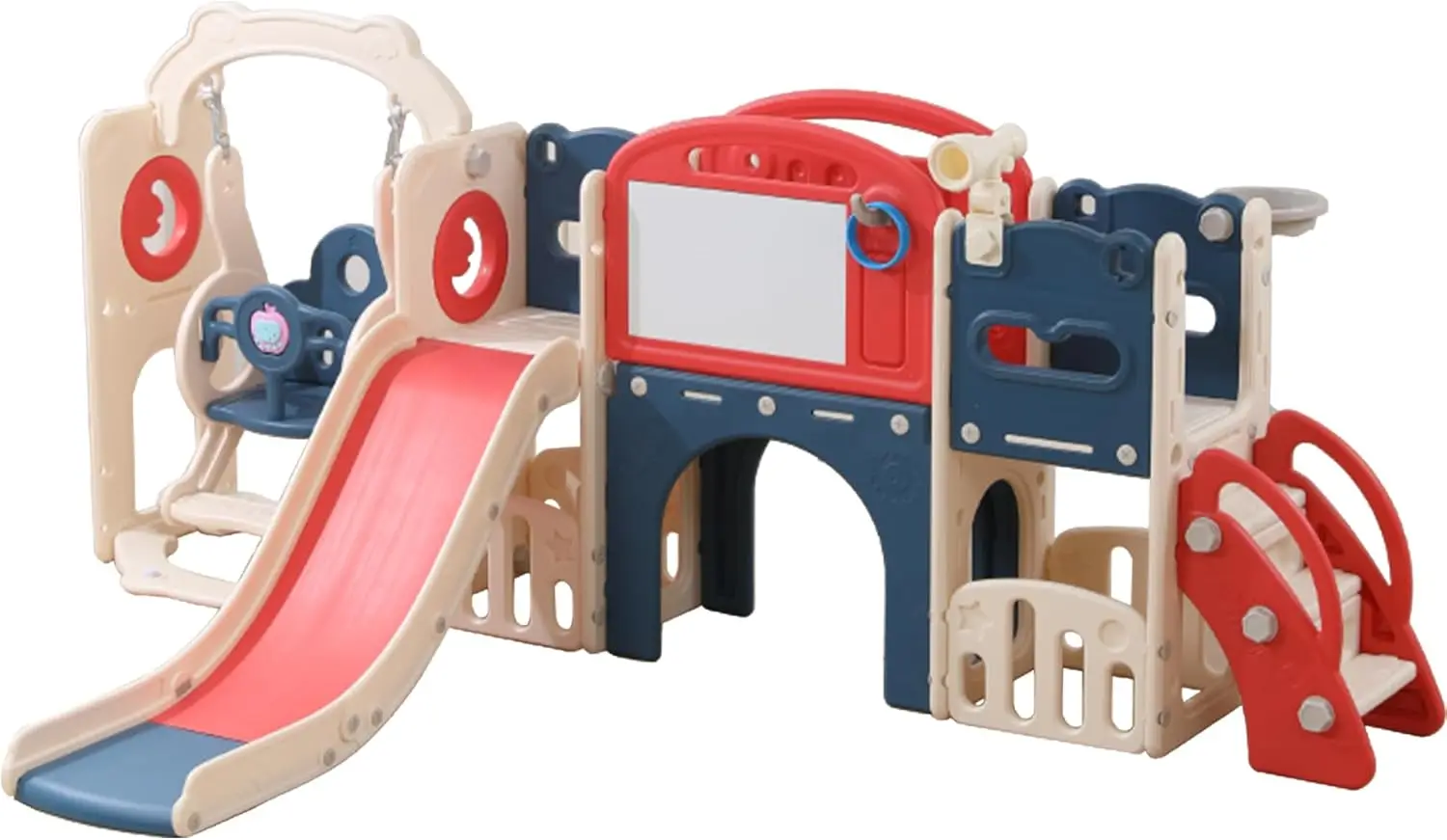 Conjunto de brinquedos para crianças 12 em 1, durável, ecológico, com balanço, playground para crianças de 1 a 3 anos, conjunto de balanço e escorregador, escalador de basquete