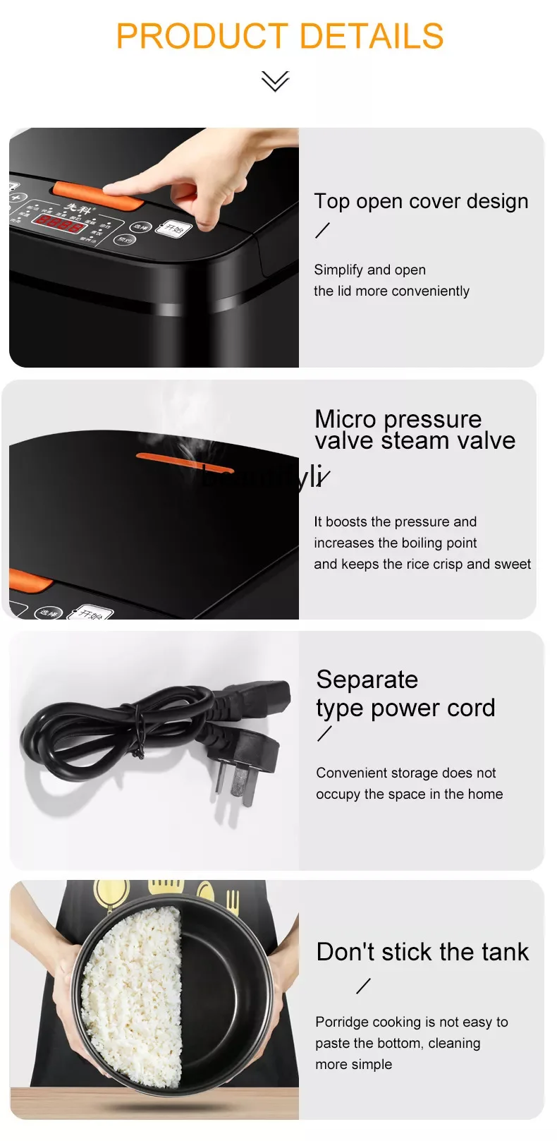 Large capacity 5L intelligent appointment timing heating rice cooker household multi-function