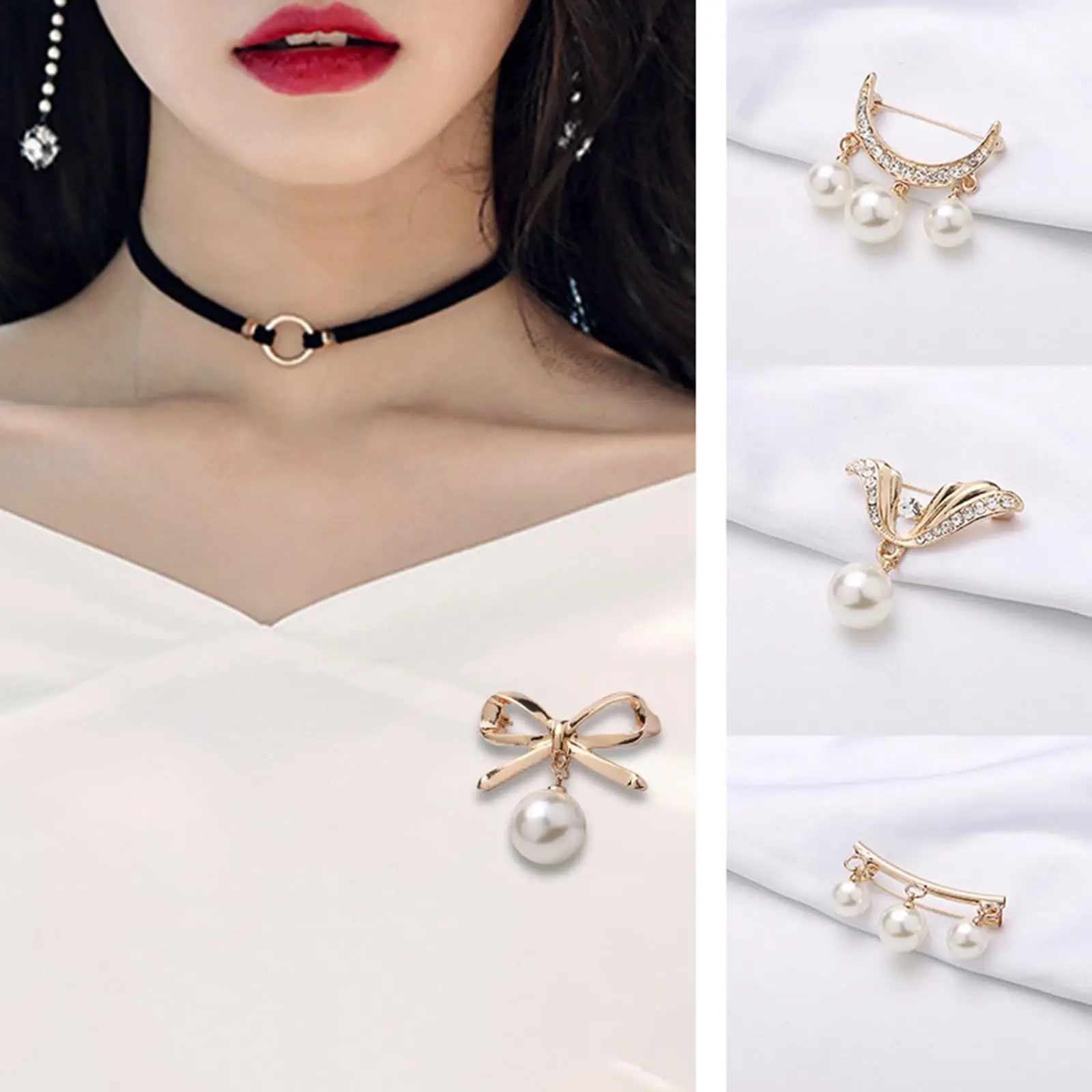 4pcs Golden Elegant Temperament Brooch Waist Adjuster Set - Mixed Color Fashion Safe Pin, Used for Clothes Fixing - view 2