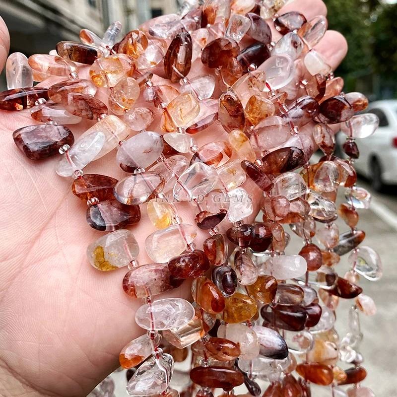 15x7mm Natural Stone Red Flower Quartz Teeth Bead Loose Spacer Gravel Bead For Jewelry Making DIY Bracelet Necklace Accessory view 4
