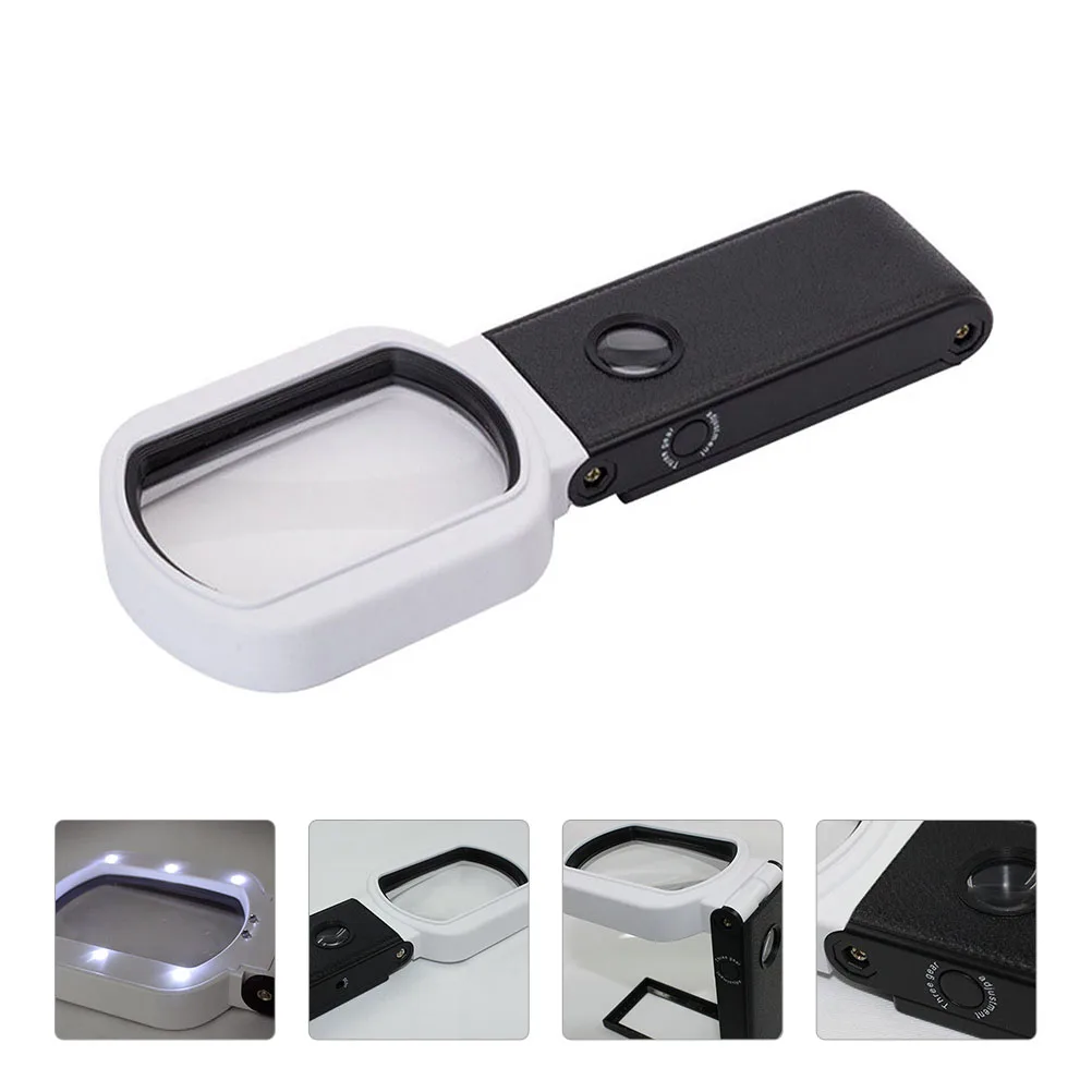 

Folding Light Magnifying Glass Foldable Desktop Observation Reading Portable Tool LED ABS Acrylic Durable