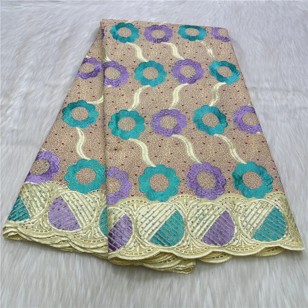 

100% Cotton Lace Fabric High Quality African Swiss Voile Lace With Stones Embroidery African Lace Fabric For Sew Clothes 23A153