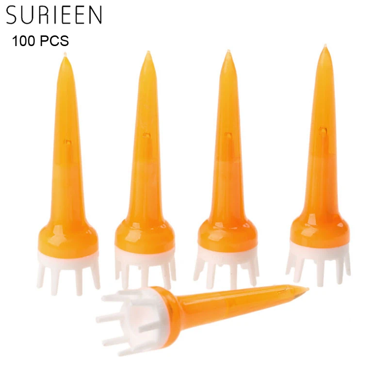 SURIEEN 100Pcs/Lot Plastic 50mm Golf TEES Golf Crown Booster Reduce Friction Tees Tee New Golf Training Accessries Random Colors