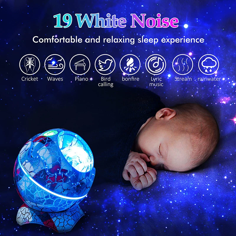 Imagem -04 - Led Starry Sky Night Light com Alto-falantes Bluetooth Casca de Ovo de Dinossauro Projetor de Galáxia Decoração para Jogos Presente para Crianças Lâmpada Nebula