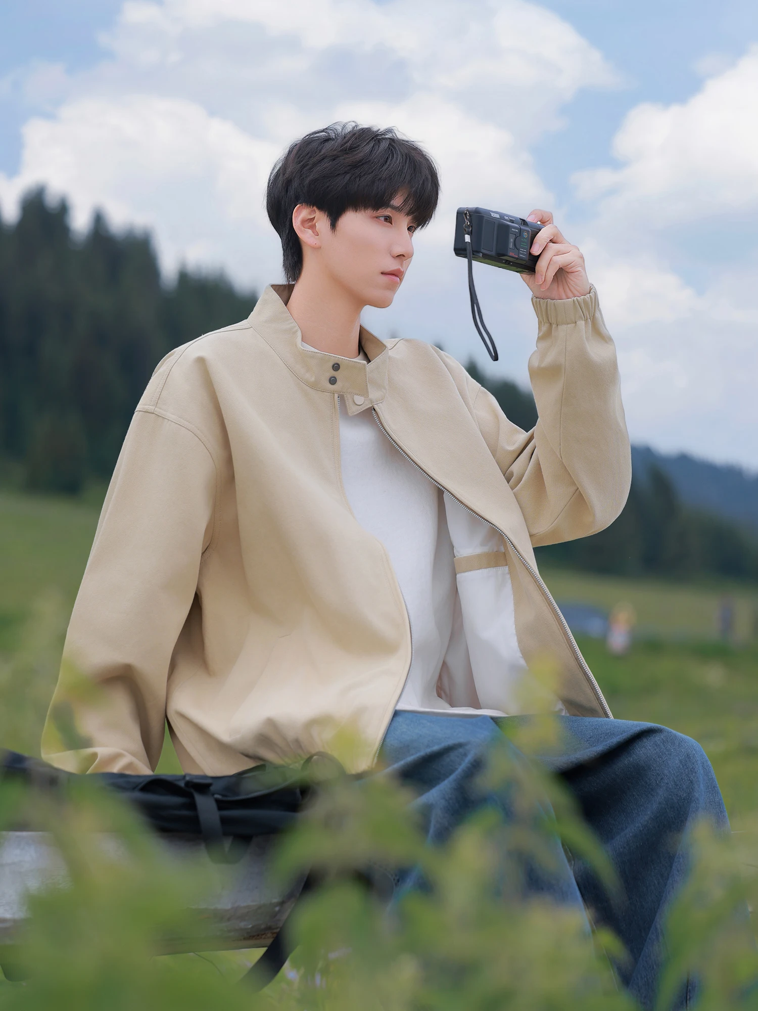 

American Sle Pure Cotton Stand Collar Jaet Men's Casual Loose Fit Autumn Winter New Trend Brand Youth ular Harington Coat