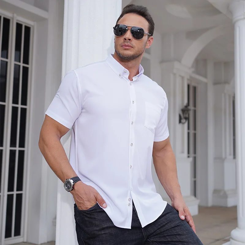 

Loose Fit Slim ort Sve Pure Color Casual irt Men's Busin Casual Lightweight Summer irt Chinese Sle Commute irt