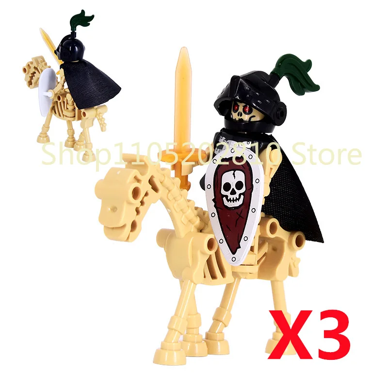 Halloween Totenkopf MOC Figuren Bausteine Mittelalterliches Skelett Ritter Armee DIY Integrierte Mini-Bausteine Buntes Dekoratives Spielzeug Geschenk
