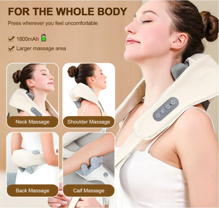 

Neck And Shoulder Massager Electric Wireless Kneading Massage Pillow Cervical Back Muscle Relaxing Massage Shawl Leg Waist Body