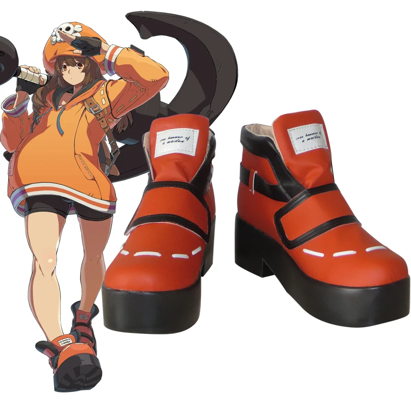 Guilty Gear Strive May Cosplay Shoes Game Little Princess Cute Little Pirate Lady Jellyfish Pirates Orange Platform Ankle Boots