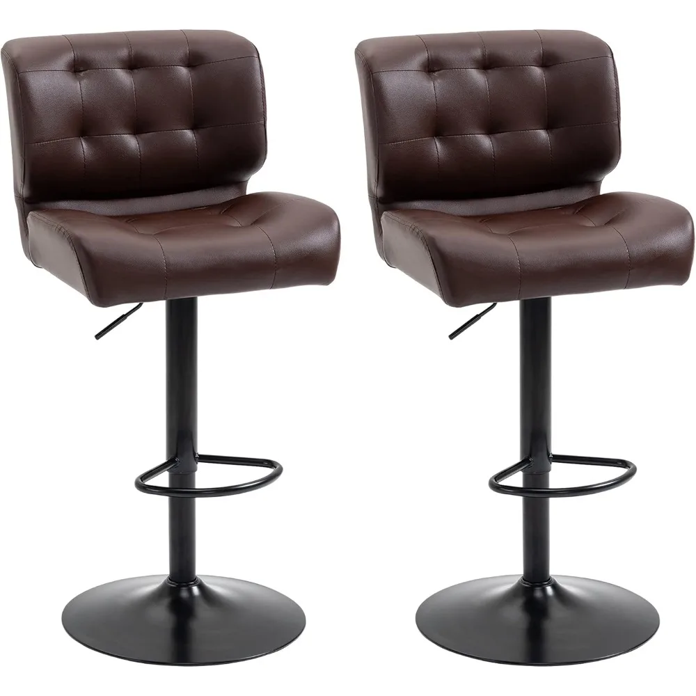 

Bar height bar stool 2-piece set with adjustable seat, adjustable rotating bar stool with thick cushion and metal feet