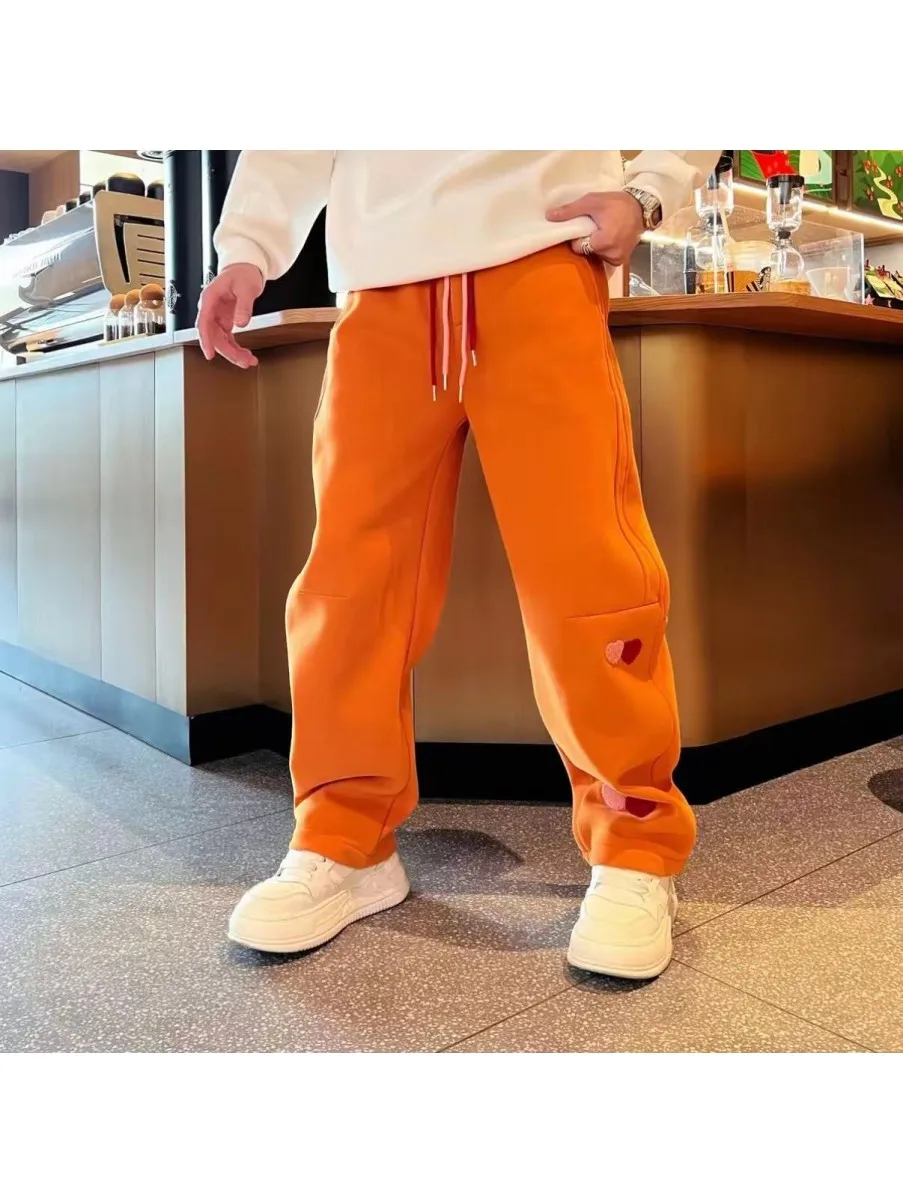 

Мужские зимние модные утепленные брюки Cloud с лоскутным дизайном, свободного кроя, прямые штанины, теплые повседневные брюки