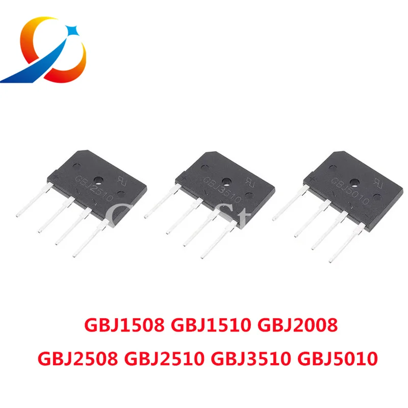 5PCS Rectifier bridge GBJ1508 GBJ1510 GBJ 2008 GBJ2508 GBJ2510 GBJ3510 GBJ 5010 15A 20A 25A 35A 50A  800V 100V NEW