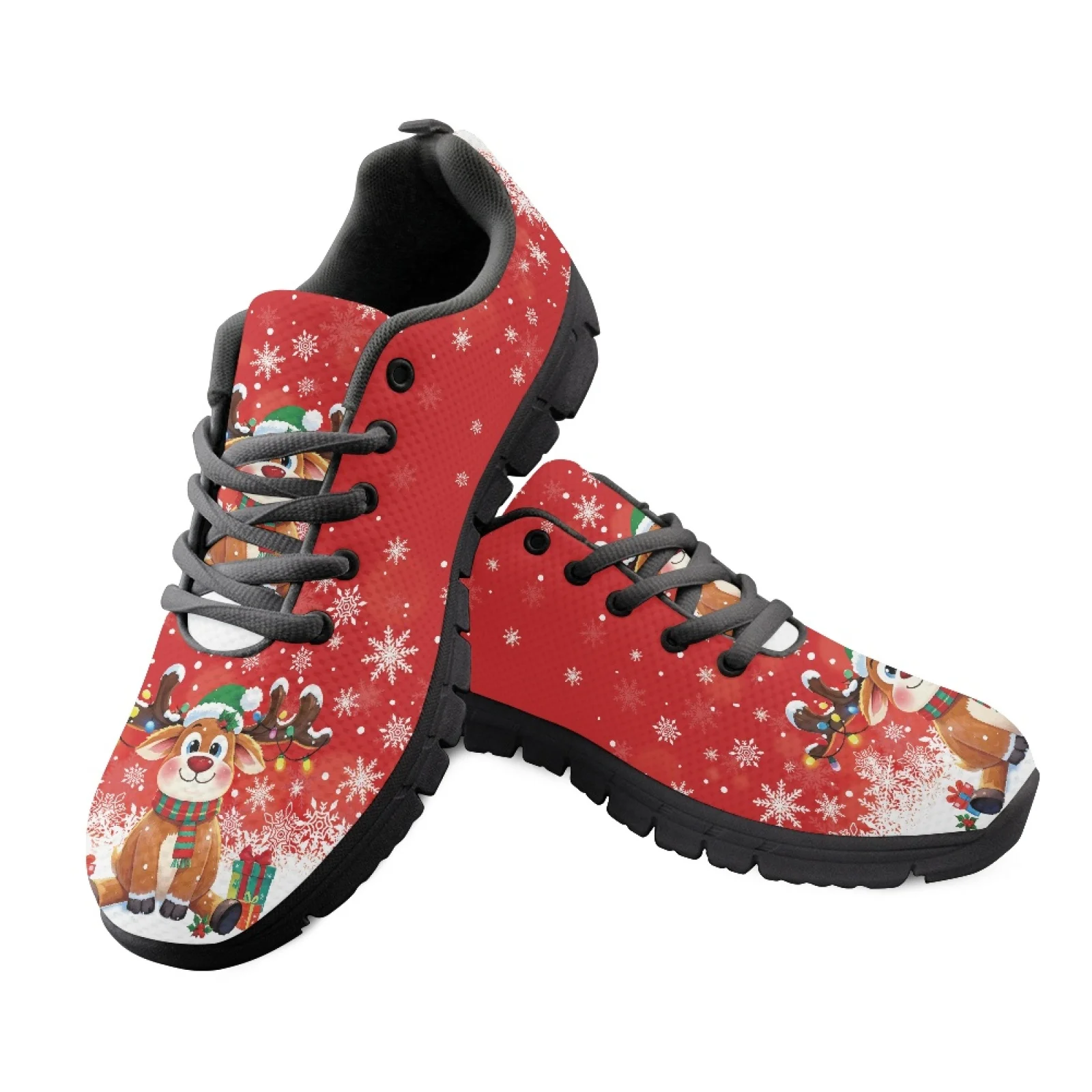 Coloranimal Reindeer Pattern Women Cushioned Jogging Shoes for Long Standing Hospital Floor Soft Comfortable Work Shoes