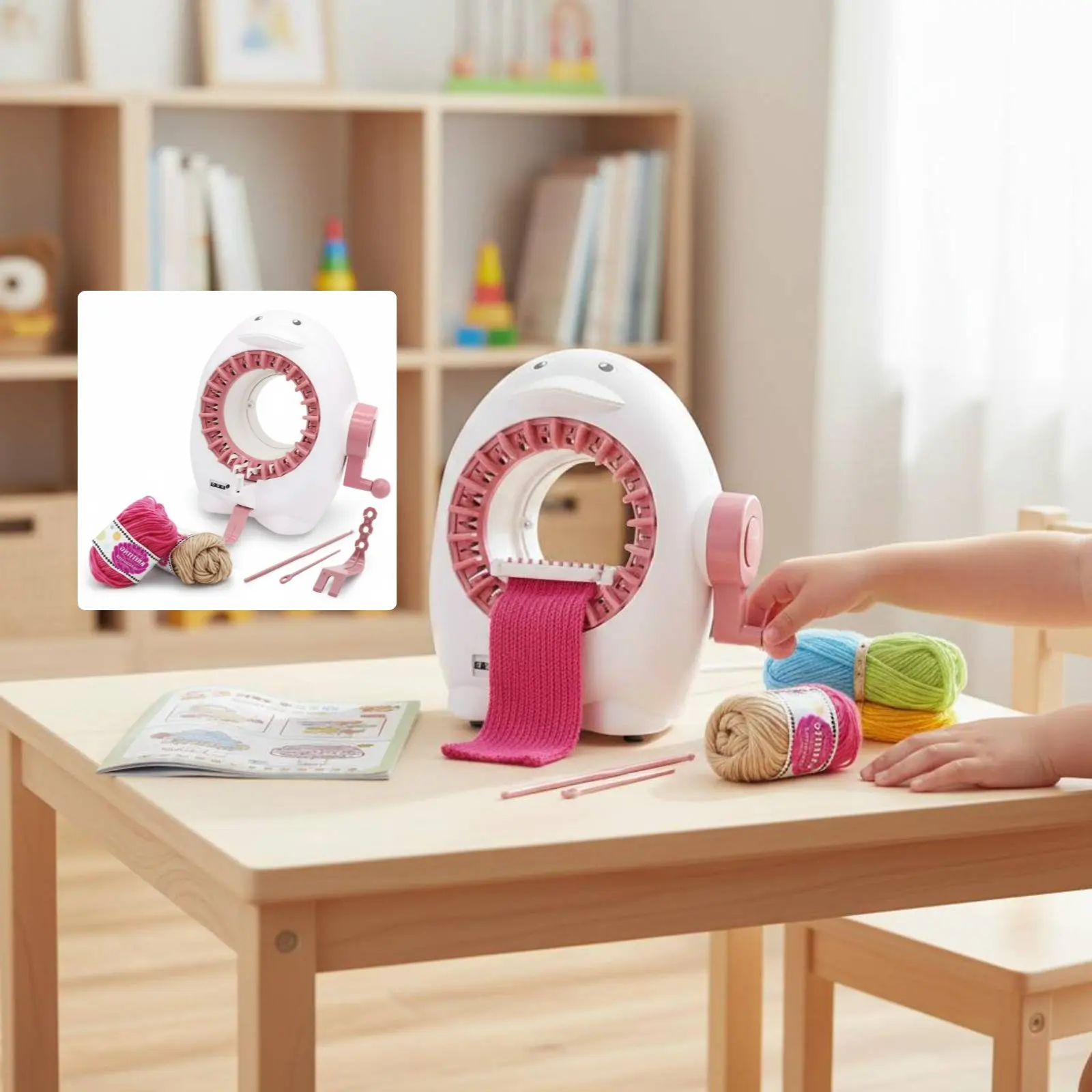 

Penguin Knitting Machine Creative Fun 22 Stitch Knitting Machine Craft Kit Easy to Use Educational Toy Double Weaving Modes