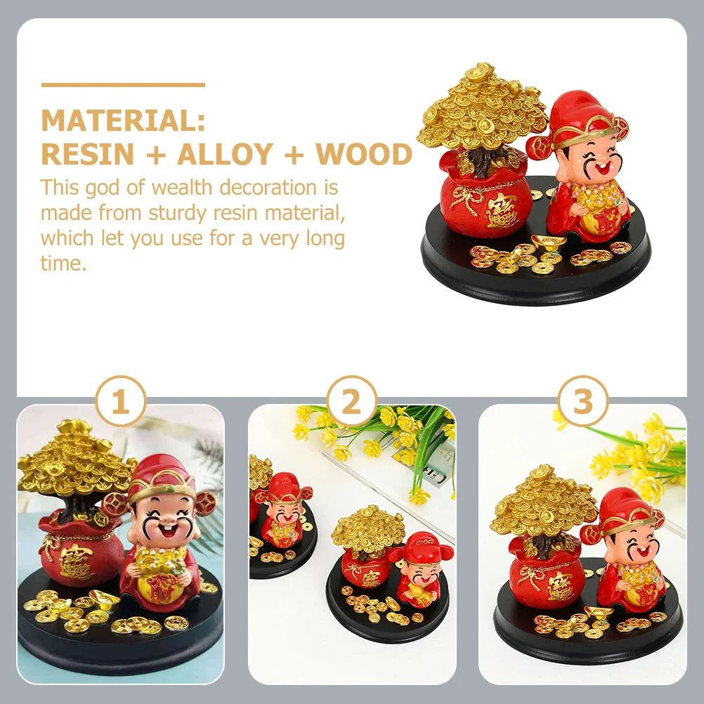 

God of Wealth Decoration Resin Statue for Home Office Desk Car Indoor Decor New Year Gift Chinese Style Fortune Ornament