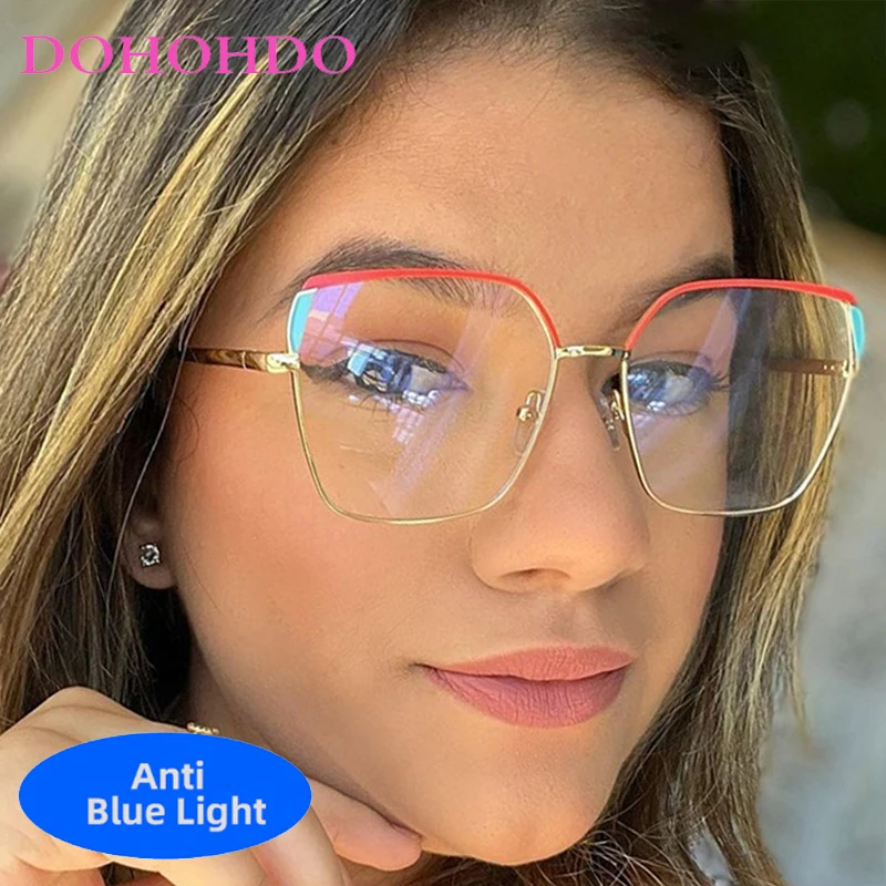 

Винтажные металлические большие квадратные оправы для женщин и мужчин, классические очки с защитой от синего света, брендовые дизайнерские очки для защиты глаз для чтения компьютера