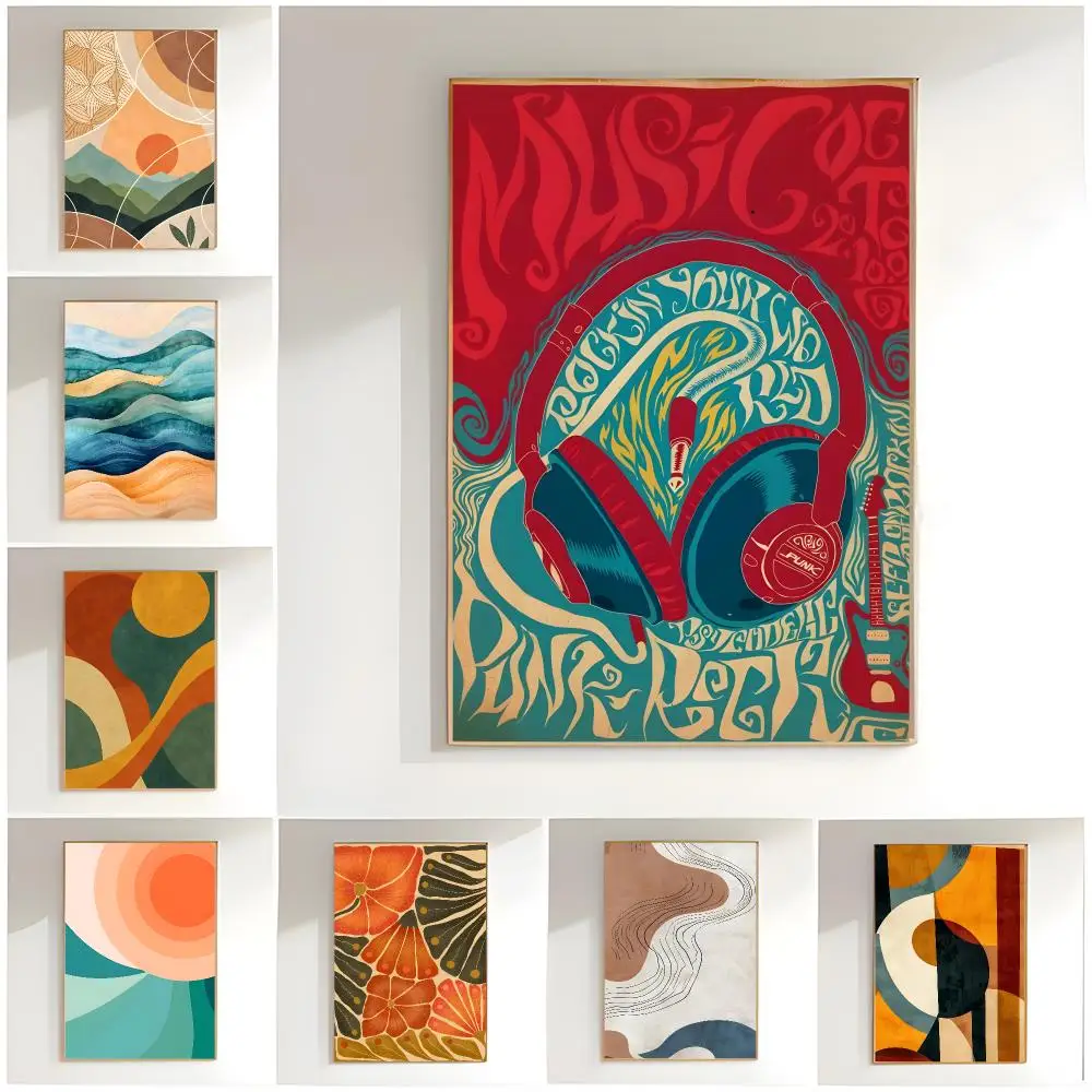 retro artwork r-retro abstract nourishing soul classic Poster Classic Wall Art  Home Decor  Peel and Stick Unframed