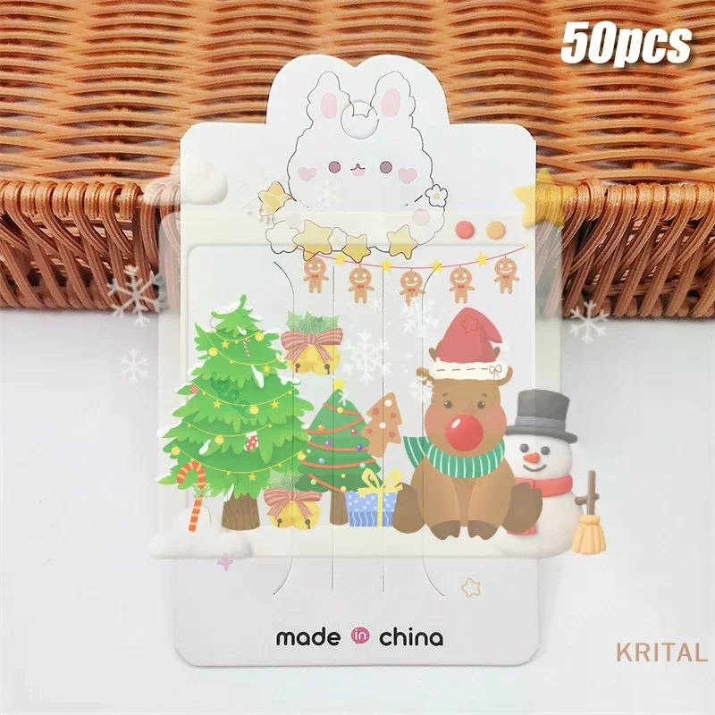 50pcs Bunny Star Display Cards For Hair Cord Hairpin Handmade DIY Jewelry Cardboard Package Hair Clips White Craft Hang Tag Card