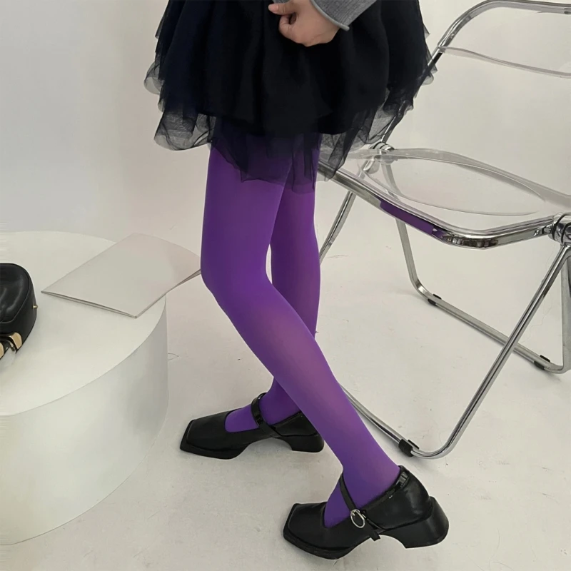 Solid Colored Semi Opaque Footed Tights High Waist Pantyhose Control Top Tights Drop Shipping