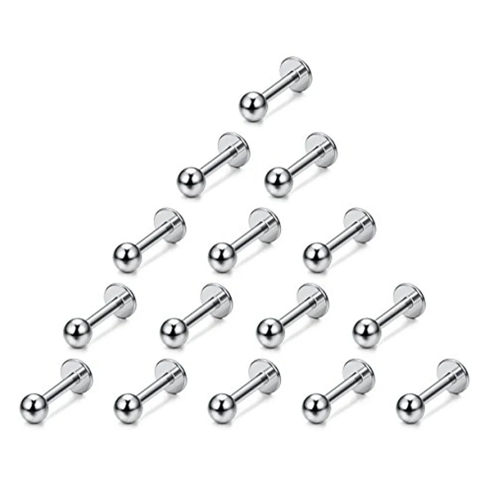 15PCS 16G Stainless Steel Lip Rings Labret Nose Studs Piercing Labret Monroe Nose Studs Ear Tragus Helix Earring 6/8/10/12mm