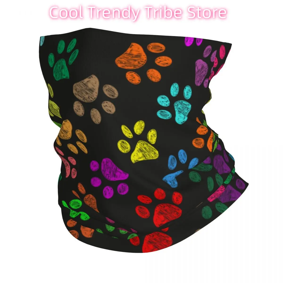 

Colorful Dog Paw Animal Foot Bandana Neck Gaiter Printed Magic Scarf Multi-use Balaclava Running for Men Women Adult Windproof